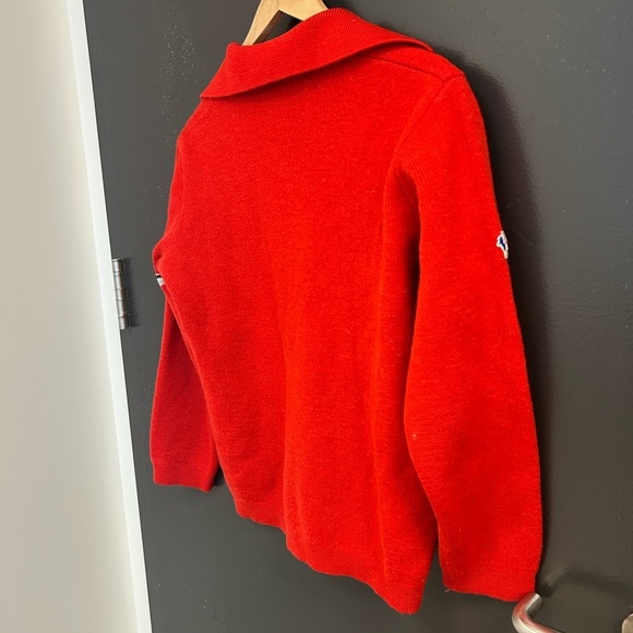Rossignol M-L vintage wool sweater with tiny bear logo one striped sleeve EVC - Picture 6 of 16